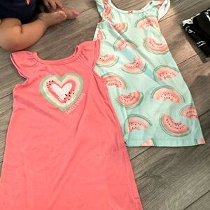 Carter's Girls' pajama dress set - Coral and Light Green